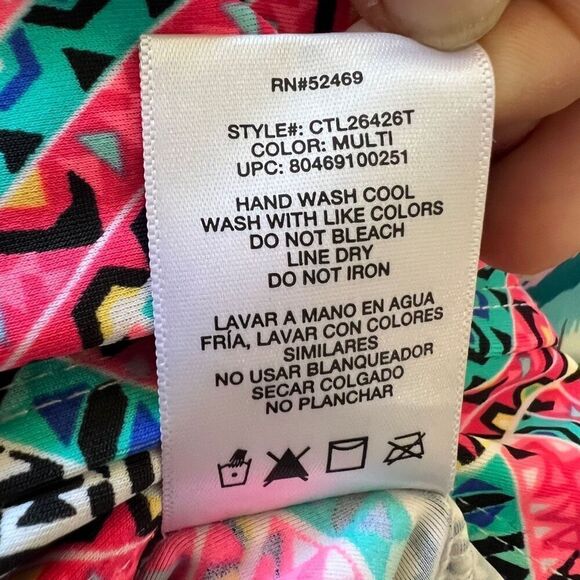 Catalina Tankini Swimsuit Tops Size Medium Multiprint Pink  Aqua Blue White and - Picture 10 of 11